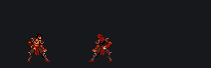 A pixel-art sword fight: the Prince slashes, a hooded guard blocks with sparks, and the fight goes on until the guard is thrown to the ground